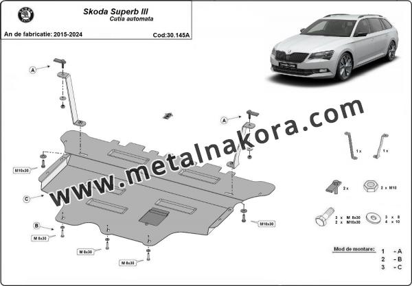 Предпазна кора за двигател, скоростна кутия, радиатор и предна броня Skoda Superb - автоматична скоростна кутия 3