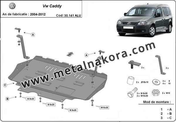 Алуминиев Предпазна кора за двигател, скоростна кутия и радиатор VW Caddy 3