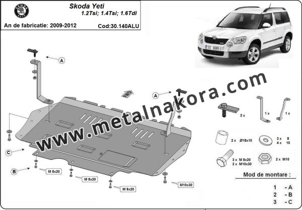 Алуминиев Предпазна кора за двигател, скоростна кутия и радиатор Skoda Yeti 3