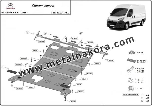 Алуминиев Предпазна кора за двигател, скоростна кутия и радиатор Citroen Jumper 3