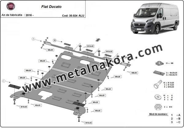 Алуминиев Предпазна кора за двигател, скоростна кутия и радиатор Fiat Ducato 3