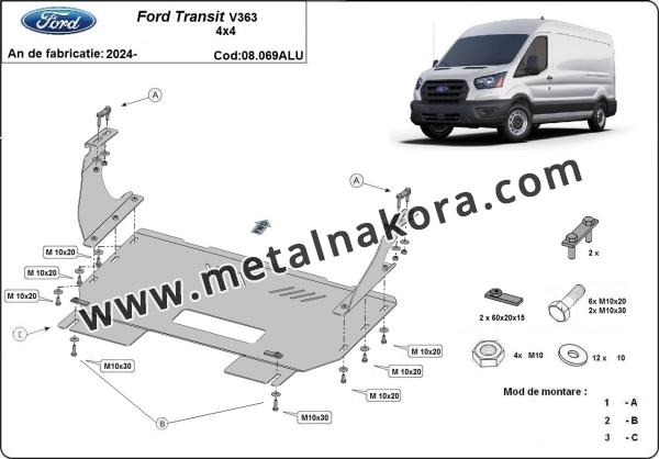 Алуминиев щит на Ford Transit V363 4x4 2