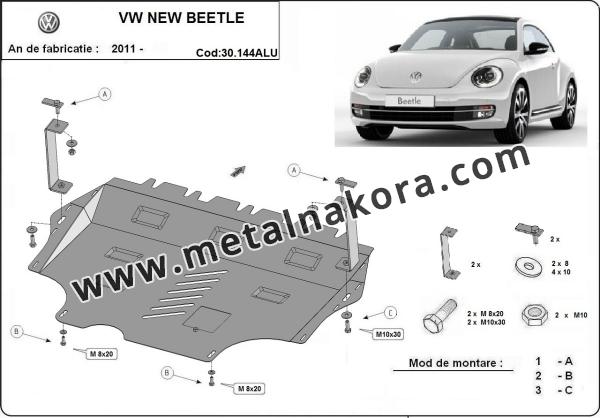 Алуминиев Предпазна кора за двигател, скоростна кутия и радиатор Volkswagen New Beetle 2