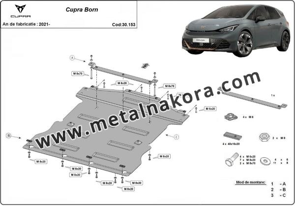 Предпазна кора за двигател, скоростна кутия, радиатор и предна броня Cupra Born 2
