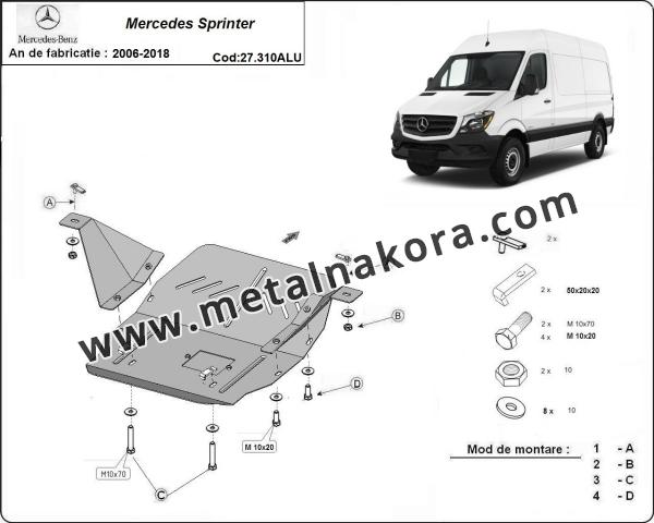 Алуминиев Предпазна кора за двигател и скоростна кутия Mercedes Sprinter 3