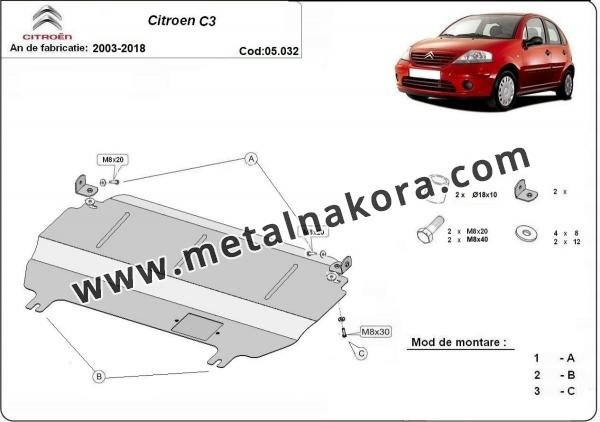 Предпазна кора за двигател, скоростна кутия и радиатор Citroen C3 3