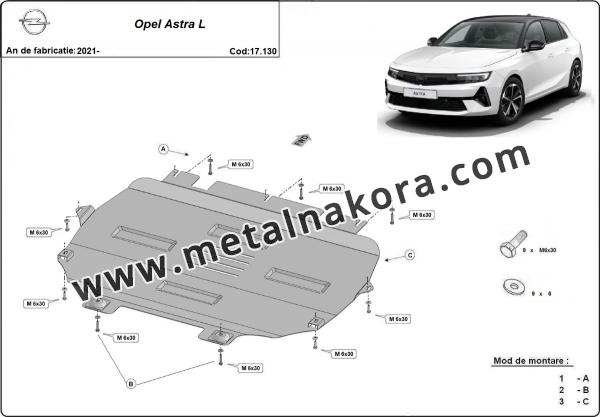 Предпазна кора за двигател, скоростна кутия, радиатор и предна броня Opel Astra L 3