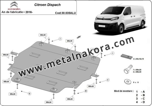 Алуминиев Предпазна кора за двигател, скоростна кутия, радиатор и предна броня изработени от алуминий Citroen Dispach 2