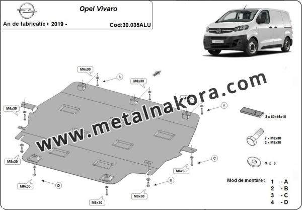 Алуминиев Предпазна кора за двигател, скоростна кутия, радиатор и предна броня изработени от алуминий Opel Vivaro 2