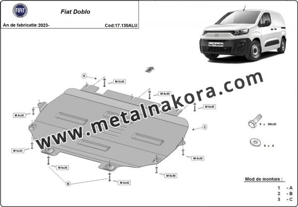Алуминиев Предпазна кора за двигател, скоростна кутия, радиатор и предна броня изработени от алуминий Fiat Doblo 3