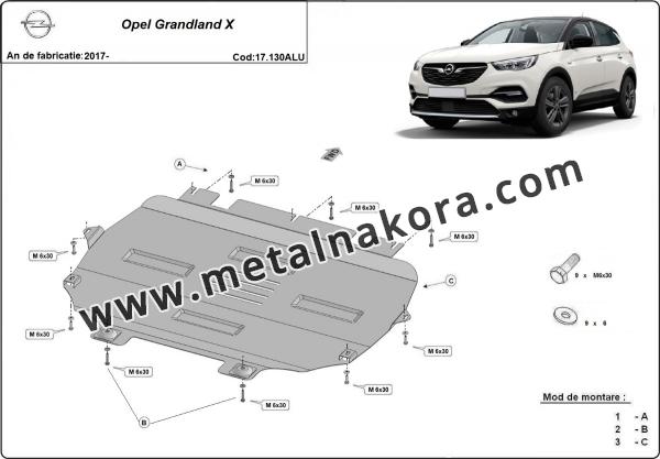 Алуминиев Предпазна кора за двигател, скоростна кутия, радиатор и предна броня изработени от алуминий Opel Grandland X 2