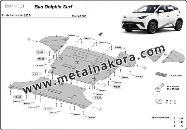 Предпазна кора за двигател и скоростна кутия BYD Dolphin Surf 2