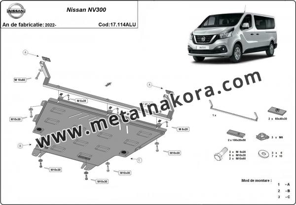 Алуминиев Предпазна кора за двигател, скоростна кутия, радиатор и предна броня изработени от алуминий Nissan NV300 2