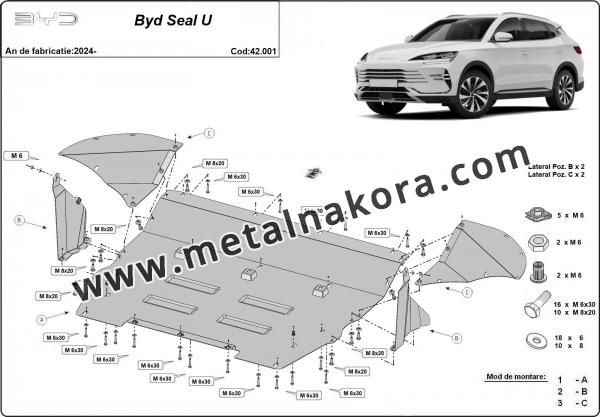 Предпазна кора за двигател и скоростна кутия BYD Seal U 2
