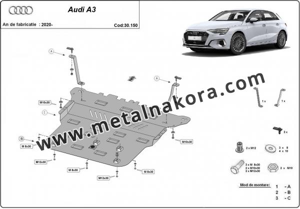 Предпазна кора за двигател, скоростна кутия, радиатор и предна броня Audi A3 2