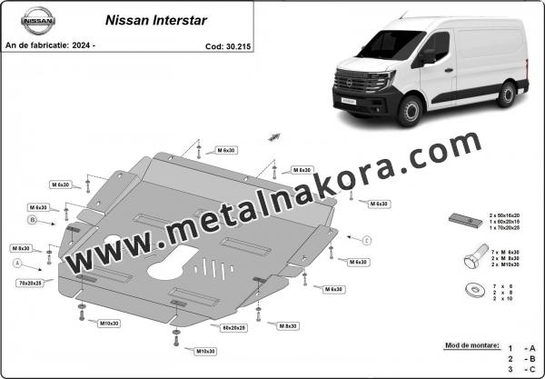 Предпазна кора за двигател, скоростна кутия, радиатор и предна броня Nissan Interstar 2