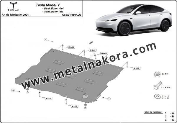 Преден щит на двигателя Tesla Model Y AWD - aluminiĭ 2