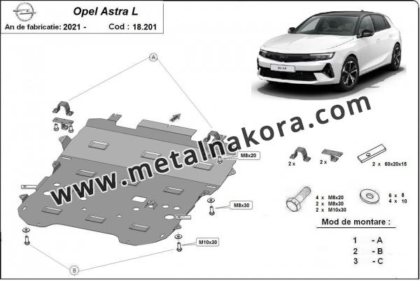 Предпазна кора за двигател, скоростна кутия, радиатор и предна броня Opel Astra L 2
