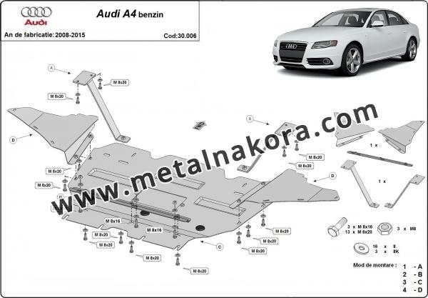 Предпазна кора за двигател, радиатор и предна броня Audi A4 B8 - бензин 2