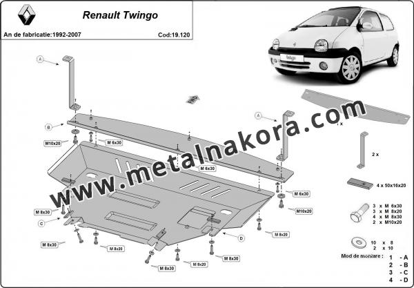 Предпазна кора за двигател, скоростна кутия и радиатор Renault Twingo 2