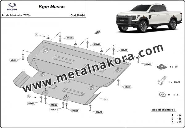 Предпазна кора за двигател, радиатор и предна броня KGM Musso   2