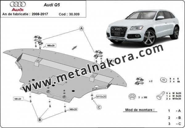 Предпазна кора за двигател, радиатор и предна броня Audi Q5 2