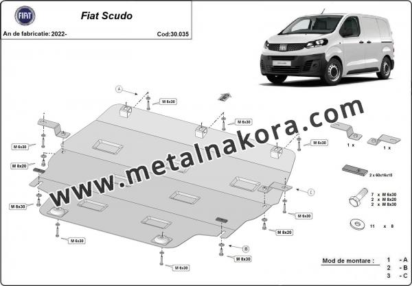 Предпазна кора за двигател, скоростна кутия, радиатор и предна броня Fiat Scudo 2