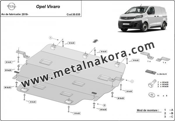 Предпазна кора за двигател, скоростна кутия, радиатор и предна броня  Opel Vivaro 2