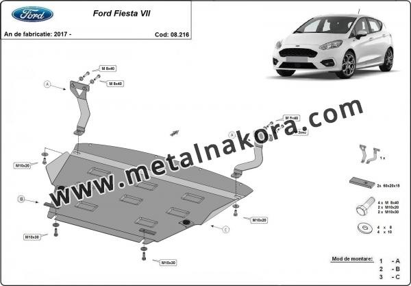 Предпазна кора за двигател, скоростна кутия, радиатор и предна броня Ford Fiesta VII 2