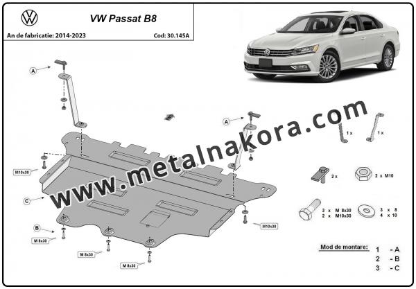 Предпазна кора за двигател, скоростна кутия, радиатор и предна броня Volkswagen Passat B8  2