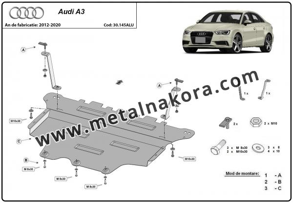 Алуминиев предпазна кора за двигател Audi A3 2