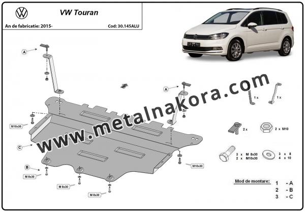 Алуминиев Предпазна кора за двигател, скоростна кутия и радиатор Volkswagen Touran 2