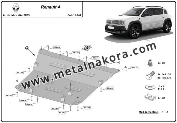 Метална предпазна кора за двигател Renault 4 E-Tech 2