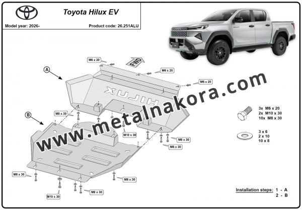 Предпазна кора за двигател  Toyota Hilux EV  - алуминий 2