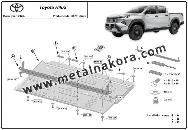 Предпазна кора за диференциал и редуктор Toyota Hilux - алуминий 2